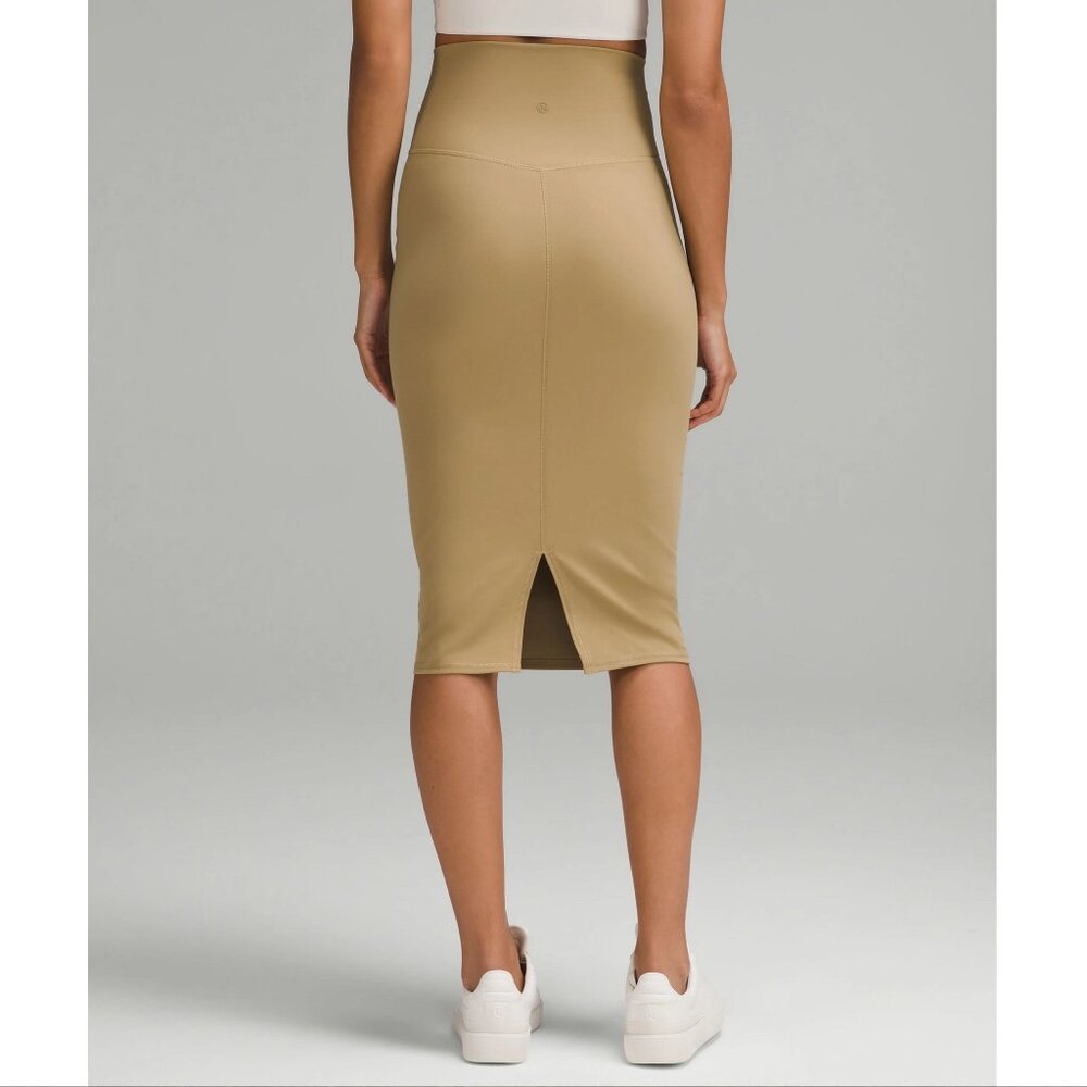 NWT $88 LULULEMON Nulu slim high-rise midi tight stretch pencil skirt filbert 6
